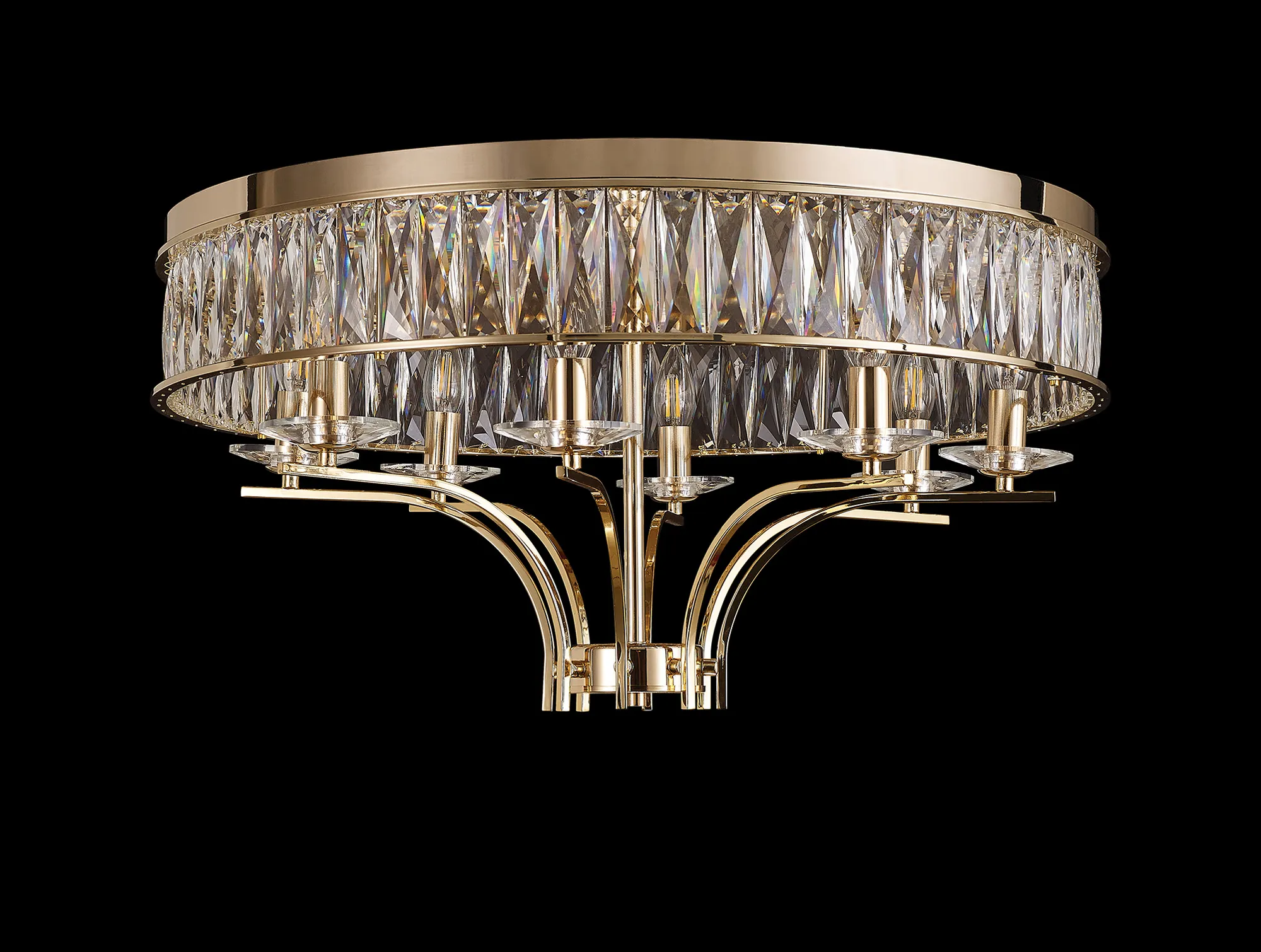 Vivienne French Gold Crystal Ceiling Lights Diyas Flush Crystal Fittings